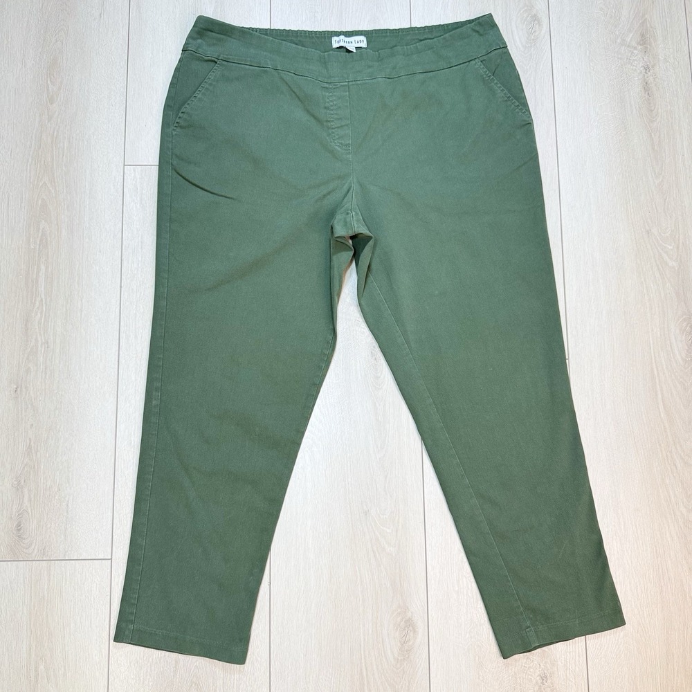 Southern Lady Womens 20W Green Pull On Stretch Career Pants Straight Leg Plus XL